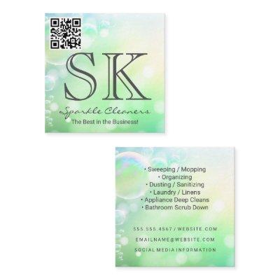 Soap Bubbles Green | QR Scan Label Square