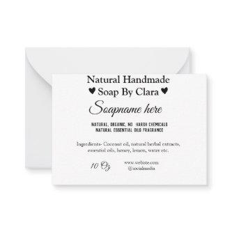 soap name weight website ingredients details text note card
