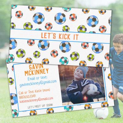 Soccer Let's Kick It Kid's Contact Calling Card