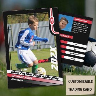Soccer Player Trading Card in Black Red