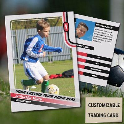 Soccer Player Trading Card Light Grey Red