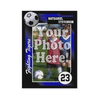 Soccer Trading Card, Blue Lg  Size