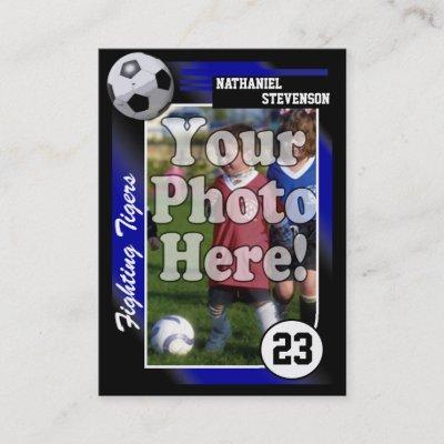 Soccer Trading Card, Blue Lg  Size