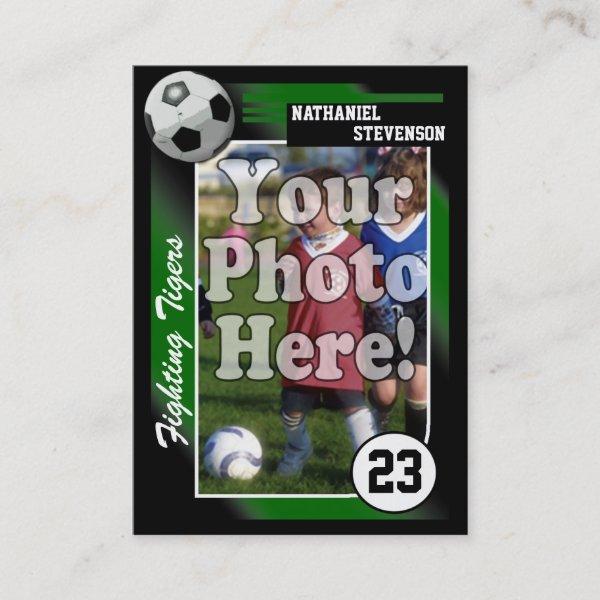 Soccer Trading Card, Green Lg  Size