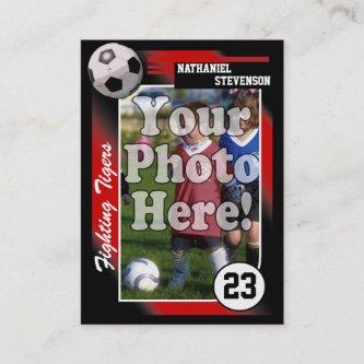 Soccer Trading Card, Red Lg  Size