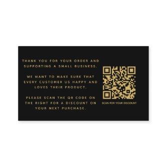 Social icons QR code black/gold thank you discount Enclosure Card