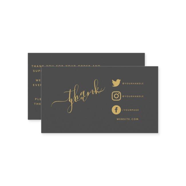 Social icons QR code grey/gold thank you discount Enclosure Card