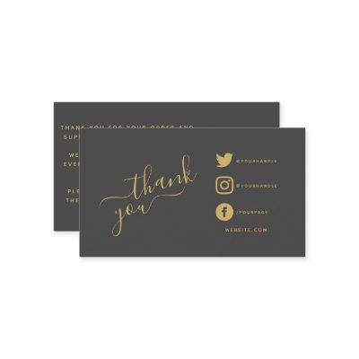 Social icons QR code grey/gold thank you discount Enclosure Card