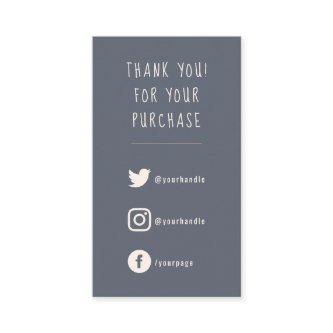 Social Links, white on black order insert Card.