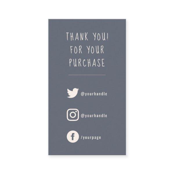 Social Links, white on black order insert Card.