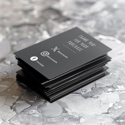 Social Links white on black order insert Card.