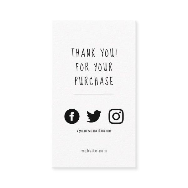 Social logos, black and white order insert Card.