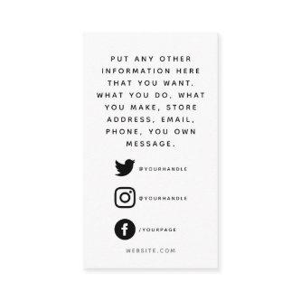 Social logos, black and white order insert Card.