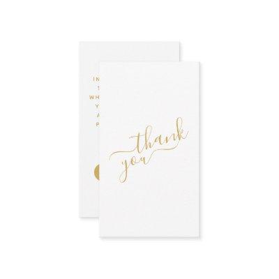 Social logos, gold and white order insert Card.