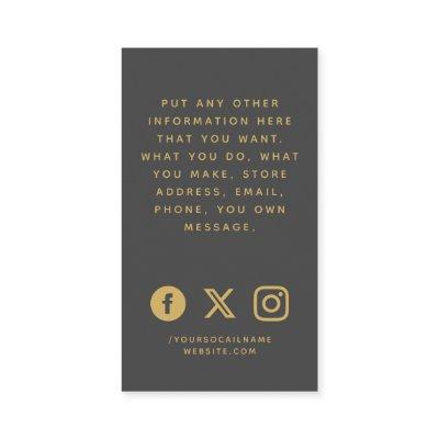 Social logos, grey and gold order insert Card.