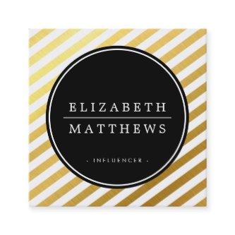 SOCIAL MEDIA circle border black shiny gold white Square