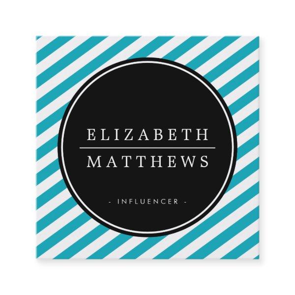 SOCIAL MEDIA circle border black turquoise aqua Square