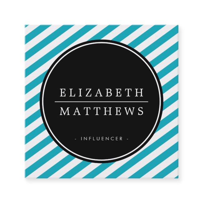 SOCIAL MEDIA circle border black turquoise aqua Square