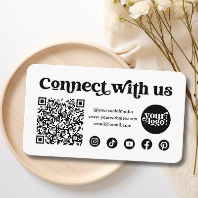 Social Media Connect With Us Qr Code White
