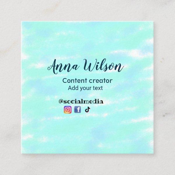 Social media content creator blue green add name t square