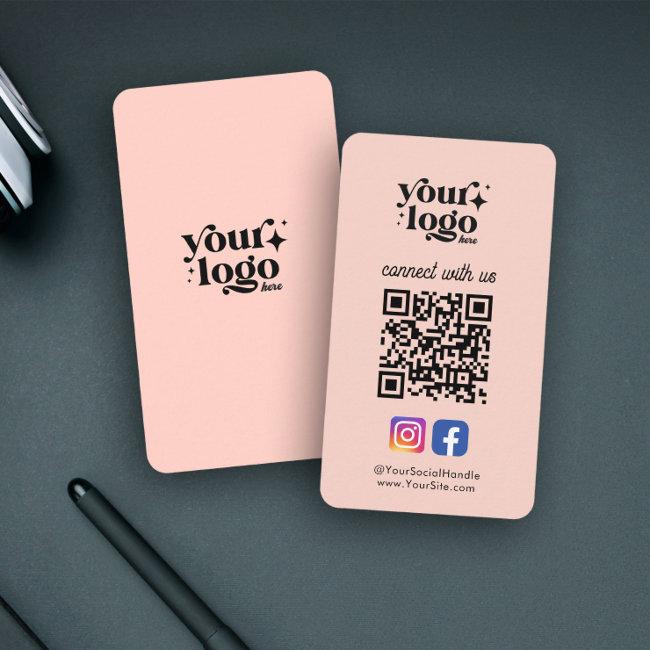 Social Media Custom Logo QR Code Peach Blush Bold