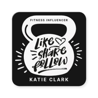 Social Media Fitness Influencer Kettlebell Black Square