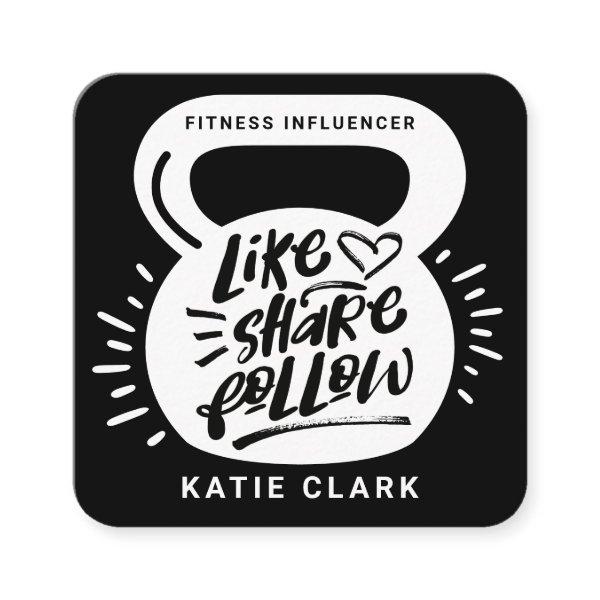 Social Media Fitness Influencer Kettlebell Black Square