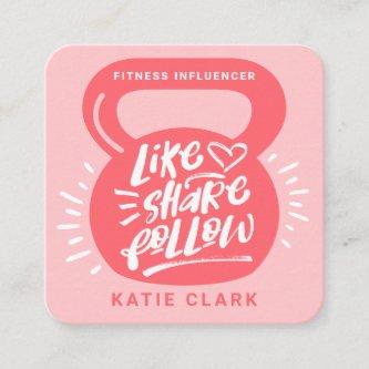 Social Media Fitness Influencer Kettlebell Pink Square