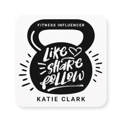 Social Media Fitness Influencer Kettlebell White Square