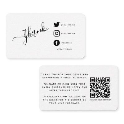 Social media icons QR code thank you discount Enclosure Card