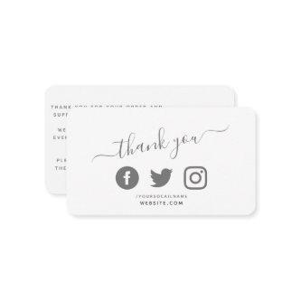 Social media icons QR code thank you discount Enclosure Card