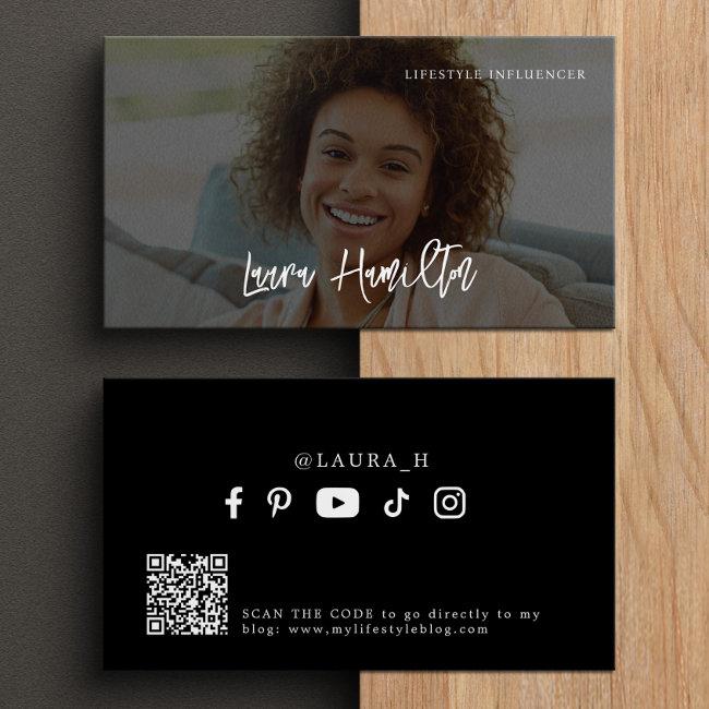 Social media influencer photo qr code modern black