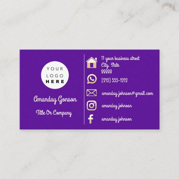 Social Media Logo Gold QR Code Custom Purple