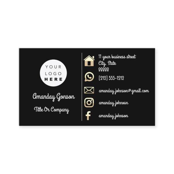 Social Media Logo Gold QR Code Insert Black White