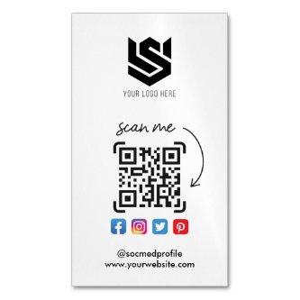 Social Media Profiles QR Code Logo Modern Simple  Magnet