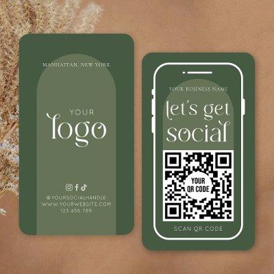 Social Media QR Code Boho Sage Green Modern Logo