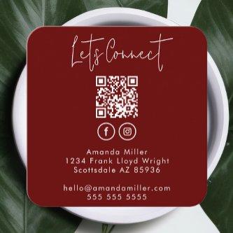 Social Media QR Code Connect With Us Modern Red Square