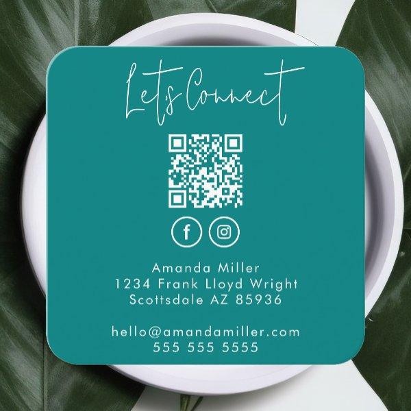 Social Media QR Code Connect With Us Modern Teal Square