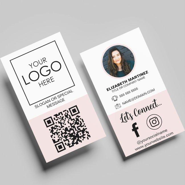 Social Media QR Code Employee Photo & Company Logo