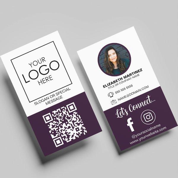 Social Media QR Code Employee Photo & Company Logo