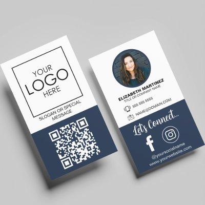 Social Media QR Code Employee Photo & Company Logo