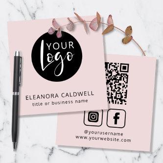 Social Media QR Code Logo Blush Pink Square