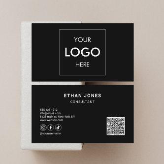 Social Media QR Code Logo Sophisticated Black