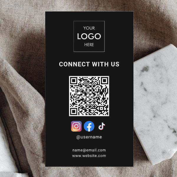 Social Media QR Code Modern Logo Black