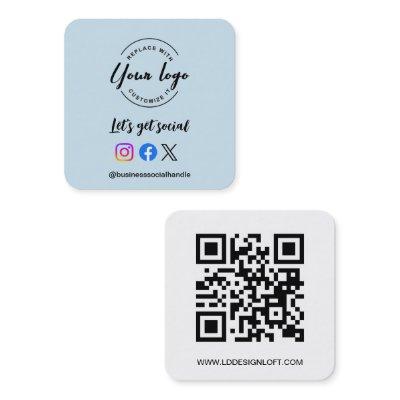 Social Media QR code website Custom logo blue Square