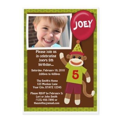 Sock Monkey Monkey Business Birthday Invitation