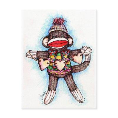 Sock Monkey - Monkey Business Postcard