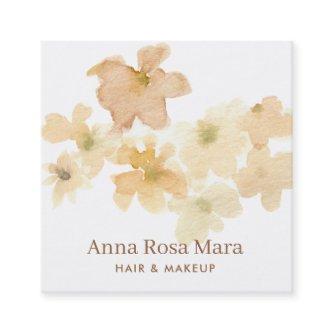 *~* Soft Abstract Beige Peach Floral Watercolor Square