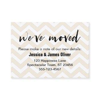 Soft Beige and White Chevron "We've Moved" Card