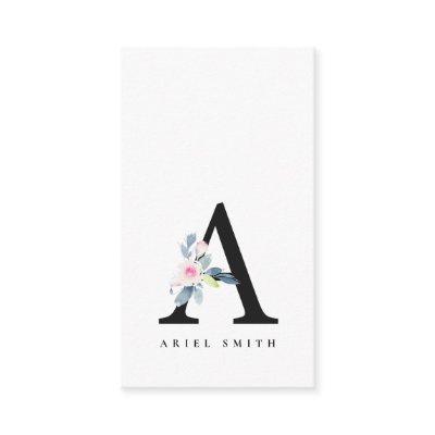 SOFT BLUSH BLUE FLORAL ALPHABETS NAME LETTER A